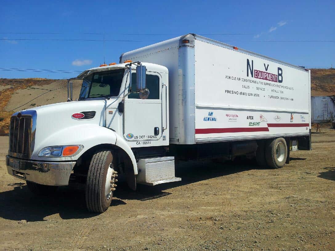 Since most off-highway equipment isn't licensed for the road, routine maintenance and repairs take place in the field. NVB's service trucks are A/C shops on wheels.