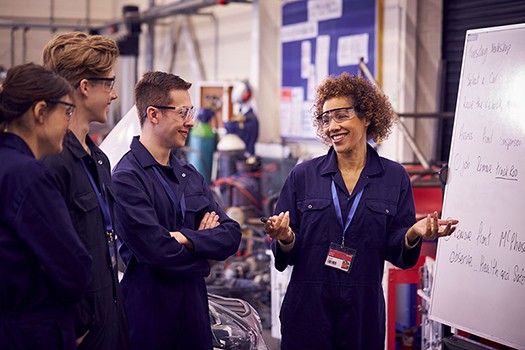 four people at a tradeshow